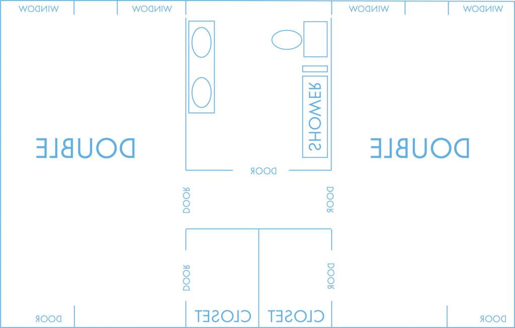 Double layout with shared bathroom